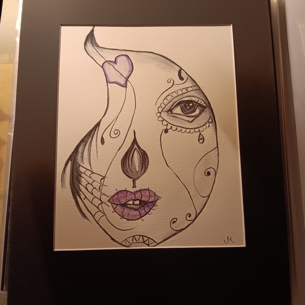 Abstract Black and Purple Art Print